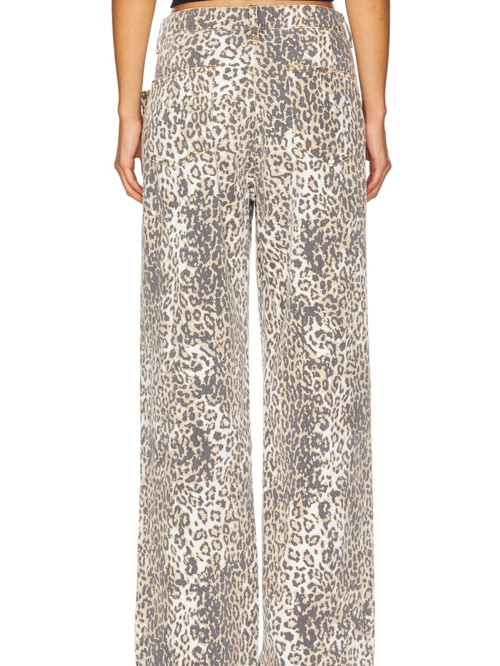 Lioness Beige and Gray Leopard Print Wide Leg Pants